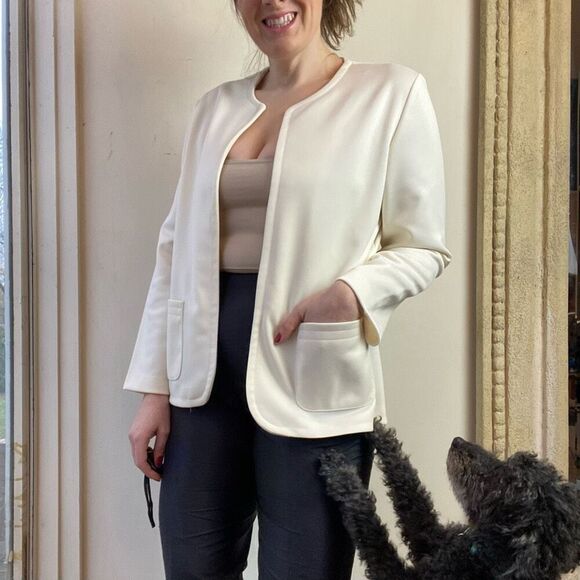 Vintage 70s Koret Biz Casual Blazer Jacket in Egg Shell - Best fits SZ M-XL - Picture 1 of 7